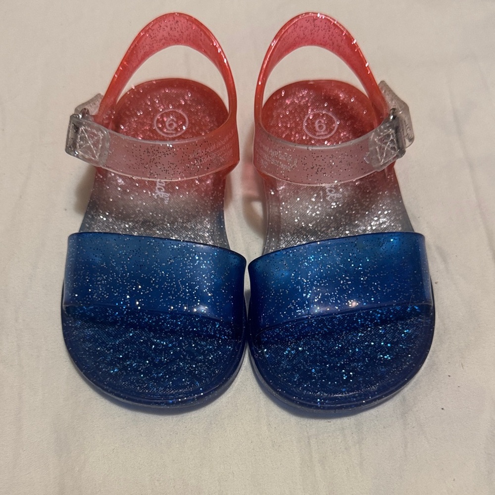 Cat & Jack Tessa Jelly Glitter Toddler Target Red White and Blue Sandals Size 6